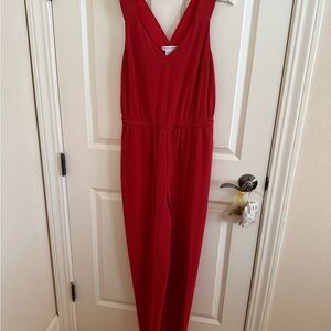 Athleta V-Neck Red Jumpsuit